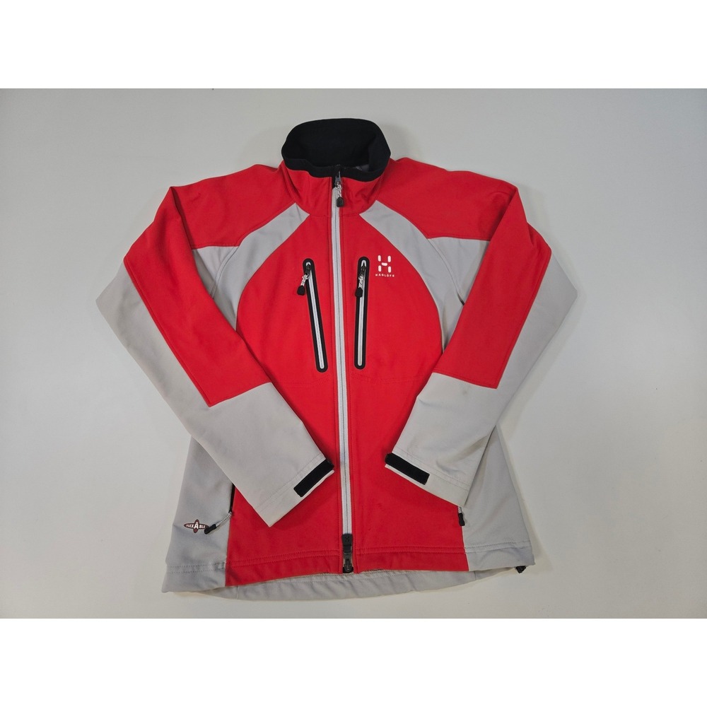Haglofs Womens Softshell Jacket Windbrraker Red‎ Grey Full Zip Outdoor EU 36